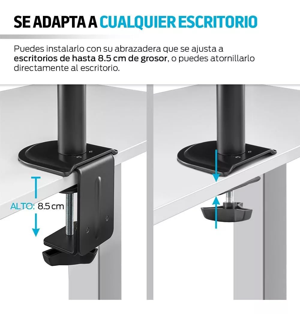 Brazos Soporte Hidráulico MORNWELL Negro Ajuste Ergonómico para Monitor de 17 a 32 Pulgadas