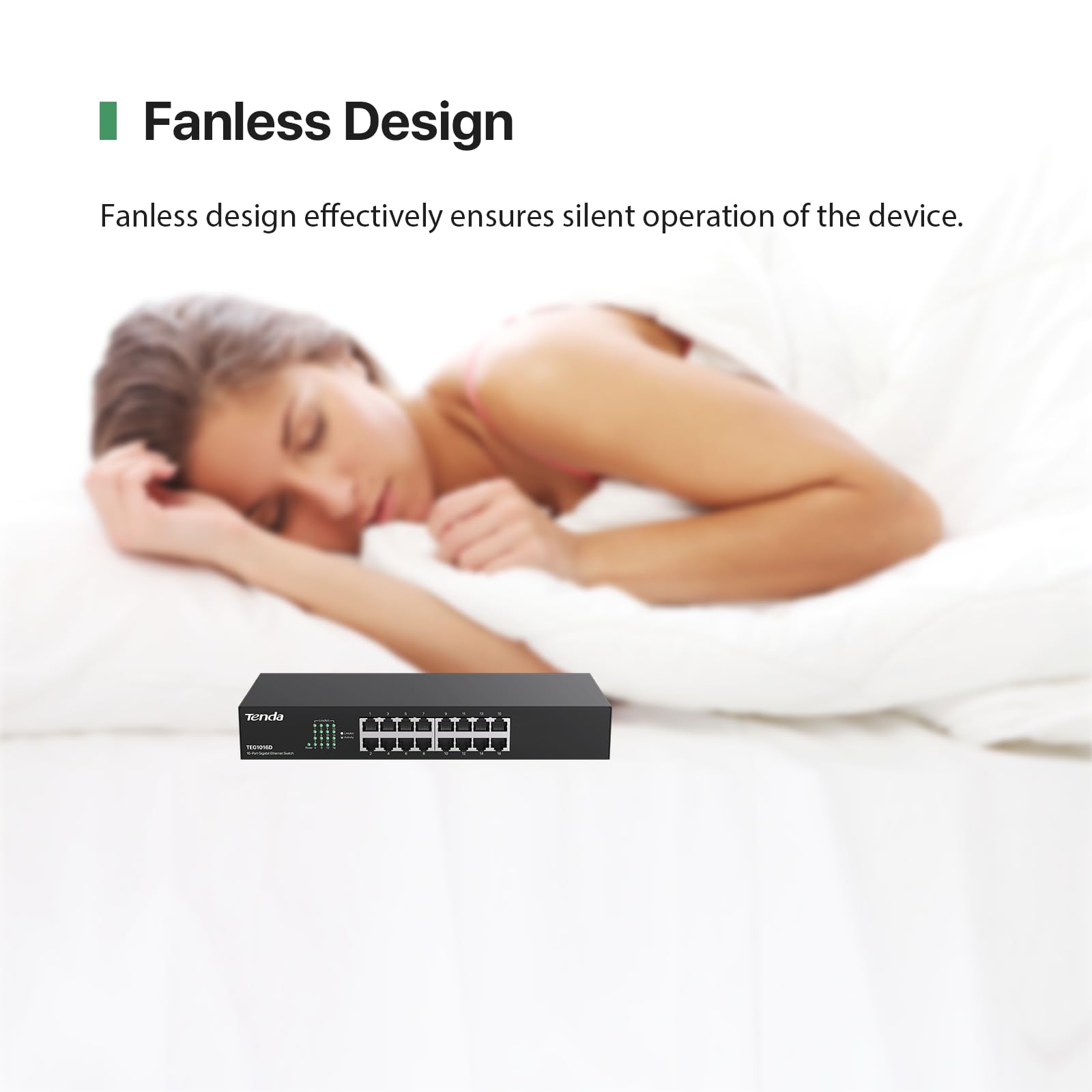 Tenda TEG1016D Switch Gigabit Ethernet de 16 Puertos, 10/100/1000 Mbps, Capacidad de Comunicación 32 Gbps