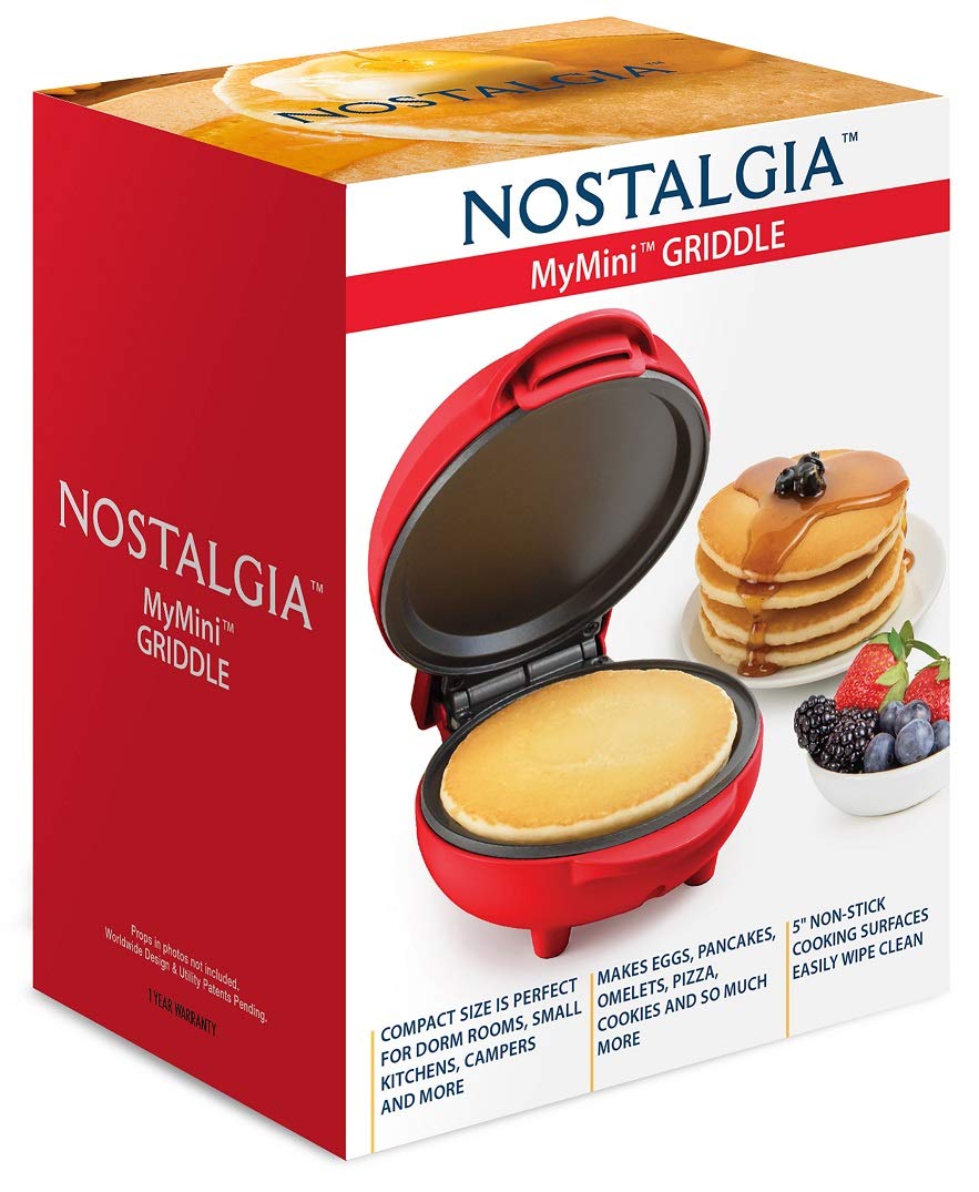 Mini Parrilla Nostalgia 5 Pulgadas Antiadherente para Cocinas Pequeñas