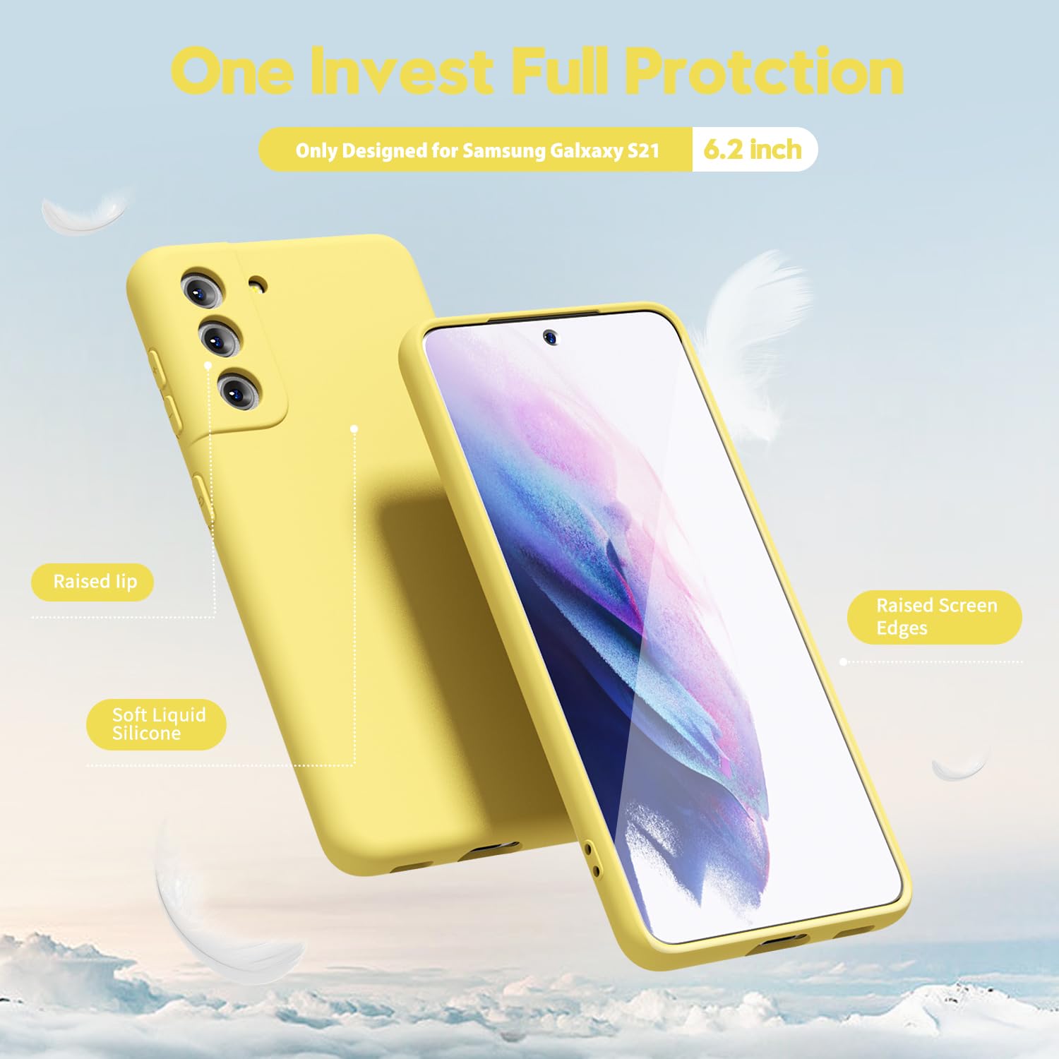 Oakxco - Funda de silicona líquida para Samsung Galaxy S21, bonita funda de gel de poliuretano termoplástico suave y fina, para mujeres y niñas, diseño estético, protector sólido mate y protector a