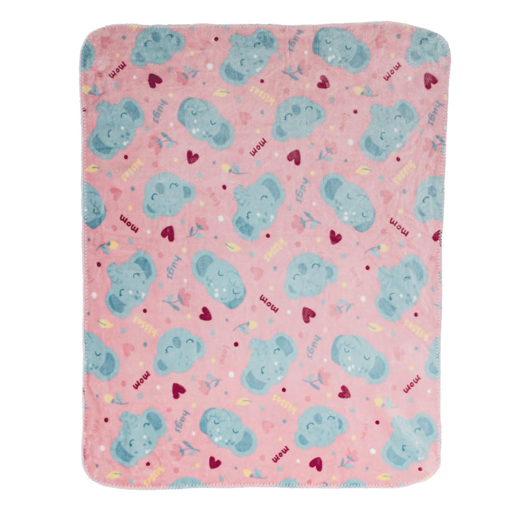 Baby Mink Cobertor Estampado Doble Vista para Bebé, Diseño Reversible con Personaje (Rosa)