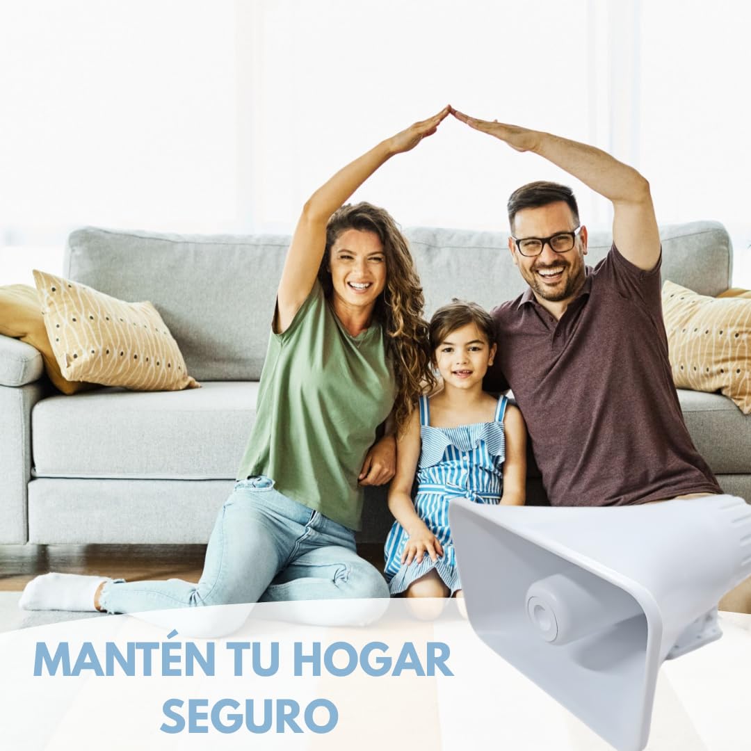 Clicklife - Sirena Alarma Vecinal 30W con 1 Control Remoto Sonido Potente de 100 m (229 dB) | Seguridad para Casa Negocio Escuela Fácil de Instalar Resistente al Clima con Frecuencia de 433 MHz