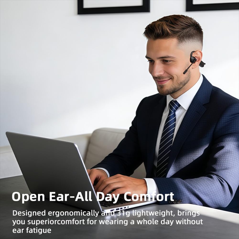 Auriculares Bluetooth AYI Conducción Abierta con Micrófono Giratorio 270° ENC para Oficina