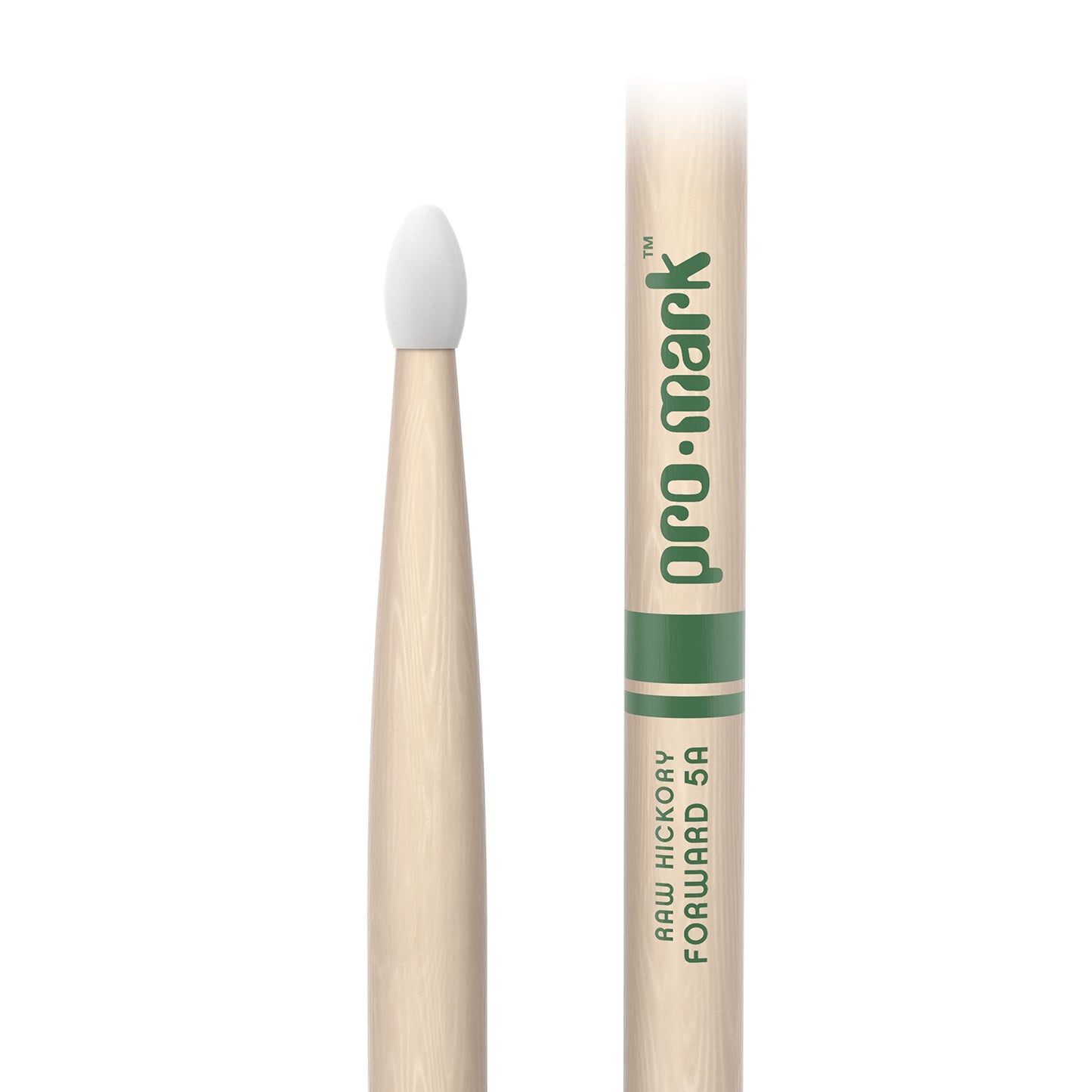 ProMark | Baquetas Classic Forward 5A Raw Hickory, punta ovalada de nylon, sin terminar, 1 par