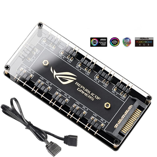 Cable ARGB RGBW de 5 V de 3 pines para ASUS AURA SYNC RGB 10 Hub Splitter SATA Cable de extensión de alimentación adaptador de tira LED de luz PC RGB ventilador enfriador, concentrador