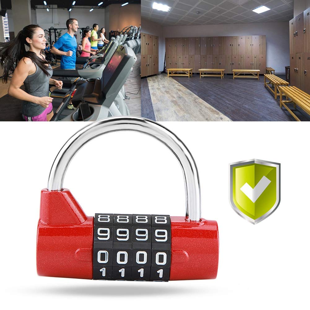 Candado de combinación con 4 números de marcado, gabinete de casa Caja de viaje Gimnasio Locker Código de seguridad Bloqueo(Red)