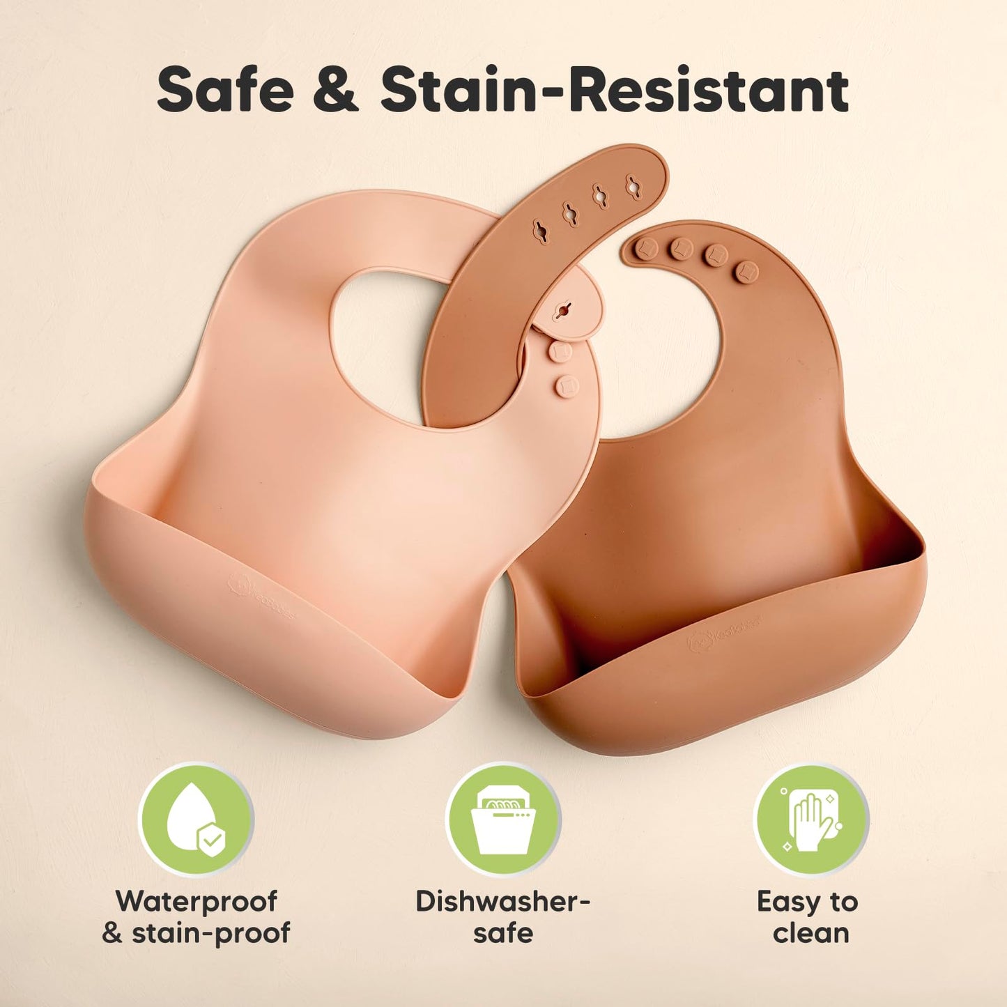 KeaBabies - Paquete de 2 baberos de silicona para bebés para comer, baberos de silicona pura de grado alimenticio, baberos para niños pequeños, baberos impermeables, baberos de alimentación, baberos de silicona para niños pequeños, niñas (anochecer)
