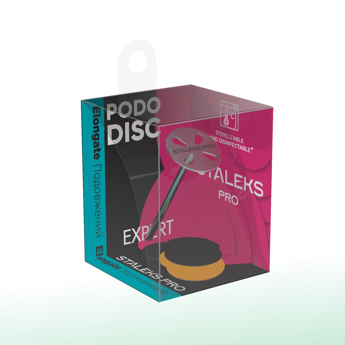 Staleks Pododisc Expert - Disco de pedicura de acero inoxidable alargado + 5 almohadillas adhesivas desechables de 180 granos, diámetro de 15 mm