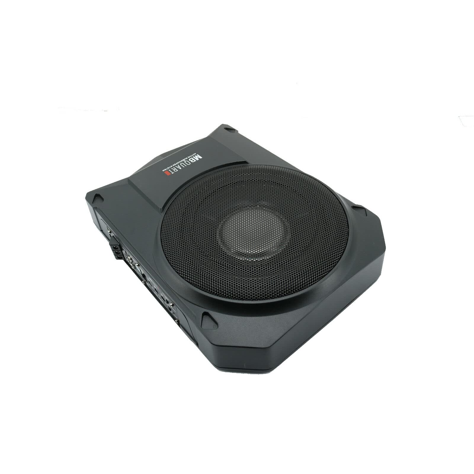 MB Quart RW-110A Serie de Referencia de 800 W, 10 Pulgadas, Delgado, bajo Perfil, Compacto para Debajo del Asiento, 4 ohmios, con Amplificador Integrado para Coche, RV, ATV, 3ª generación, Negro