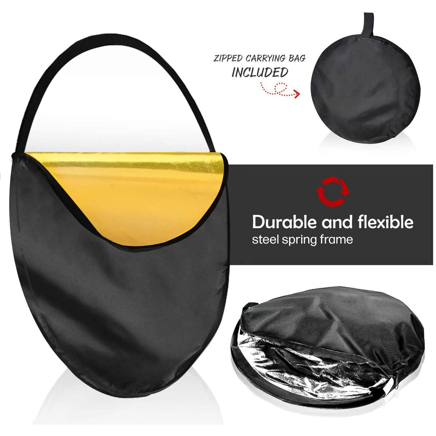 LimoStudio 43 Inch Photo/Video Studio Reflector, New Hand Held 5-in-1 Collapsible Lighting Reflector Disc Board Panel, Photography Studio, AGG736