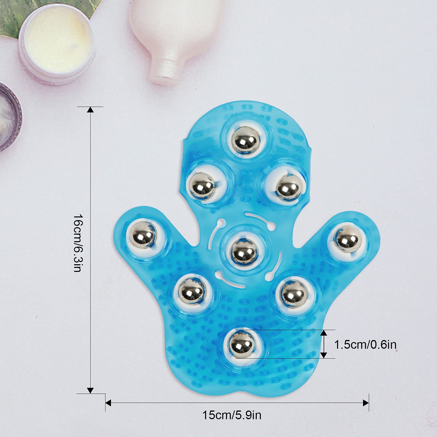 Boseen Palm Shaped 360 degree Metal Roller Massager- Handheld Body Massage Tool for Deep Tissue Stress Relief and Cellulite Reduction (Blue) by Anple
