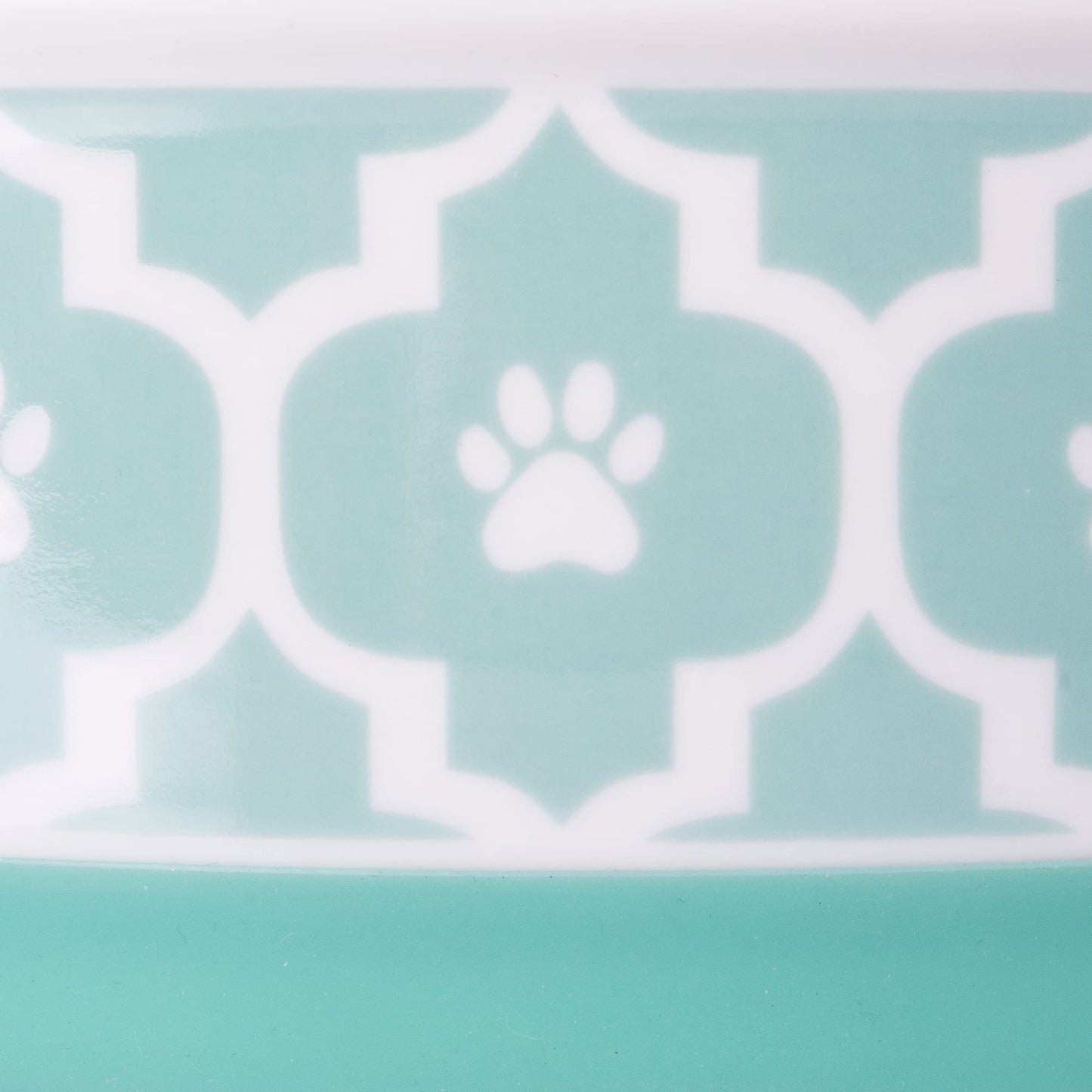Bone Dry Lattice Collection - Cuenco y Recipiente para Mascotas, Juego Mediano, 6 x 2 Pulgadas, Aguamarina, 2 Piezas