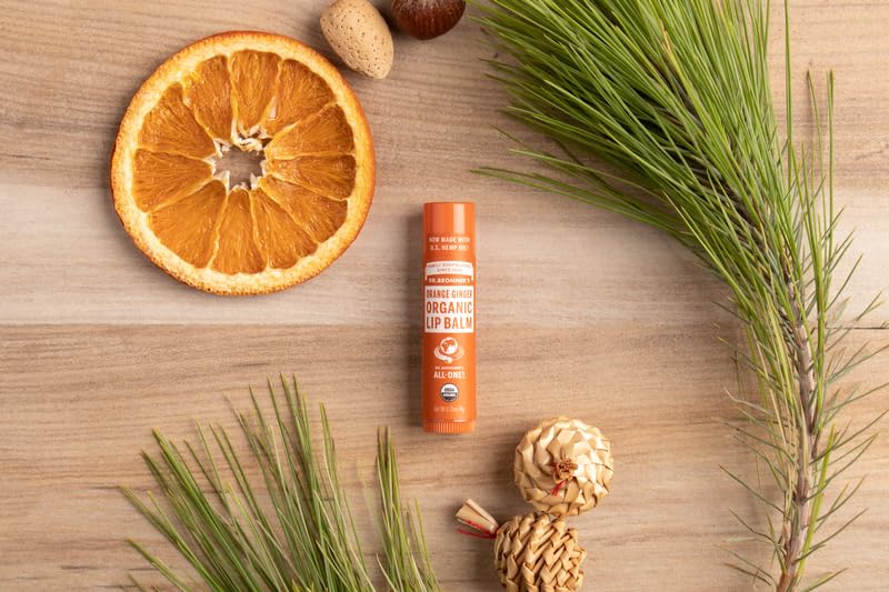 Dr. Bronner's Bálsamo labial orgánico hidratante y restaurador, naranja jengibre (6 Pack)