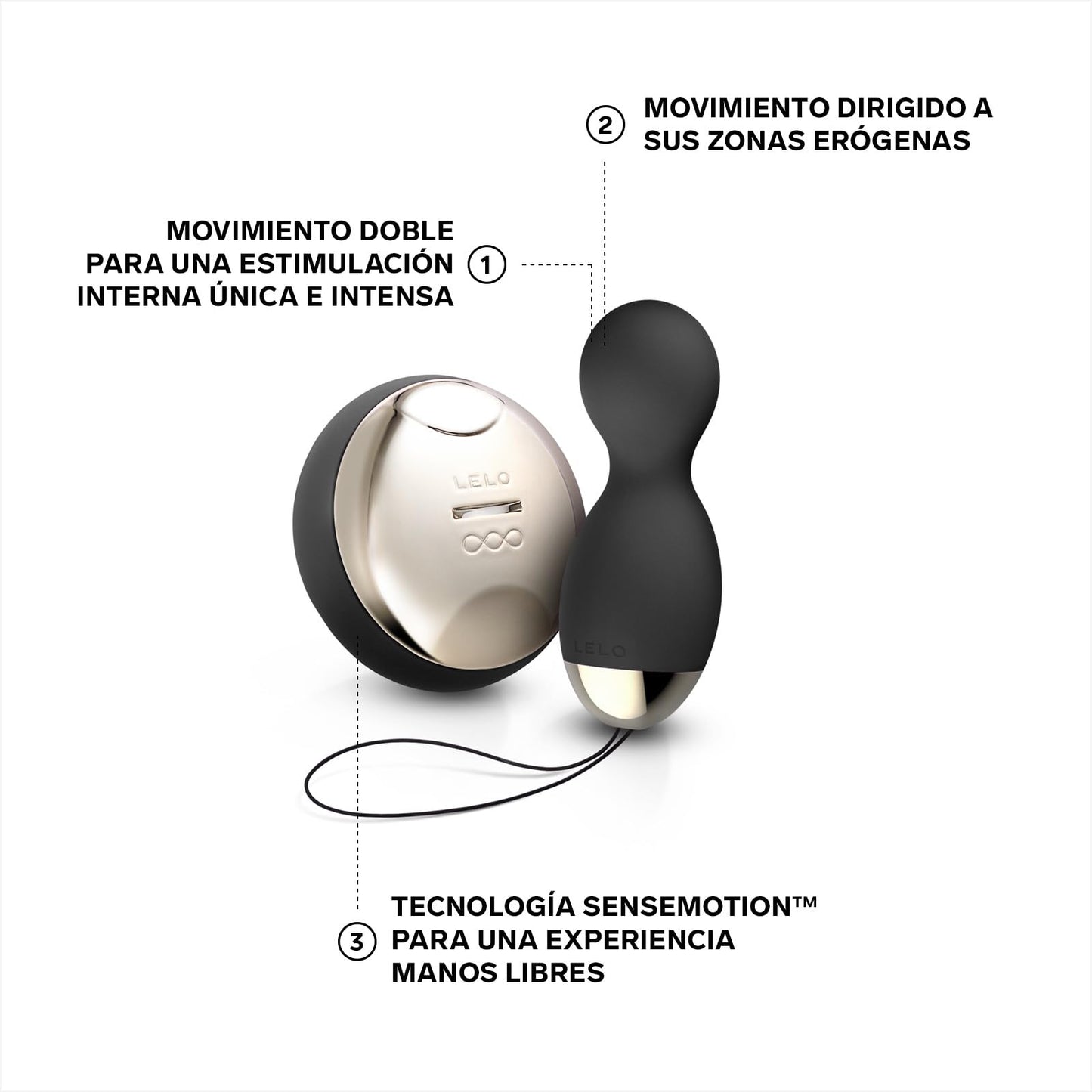 LELO HULA Beads, Bolas Chinas Vibradoras con Control Remoto, Uno de los Juguetes Sexuales más originales, estas Bolas Vaginales giran, rotan y vibran (Black)