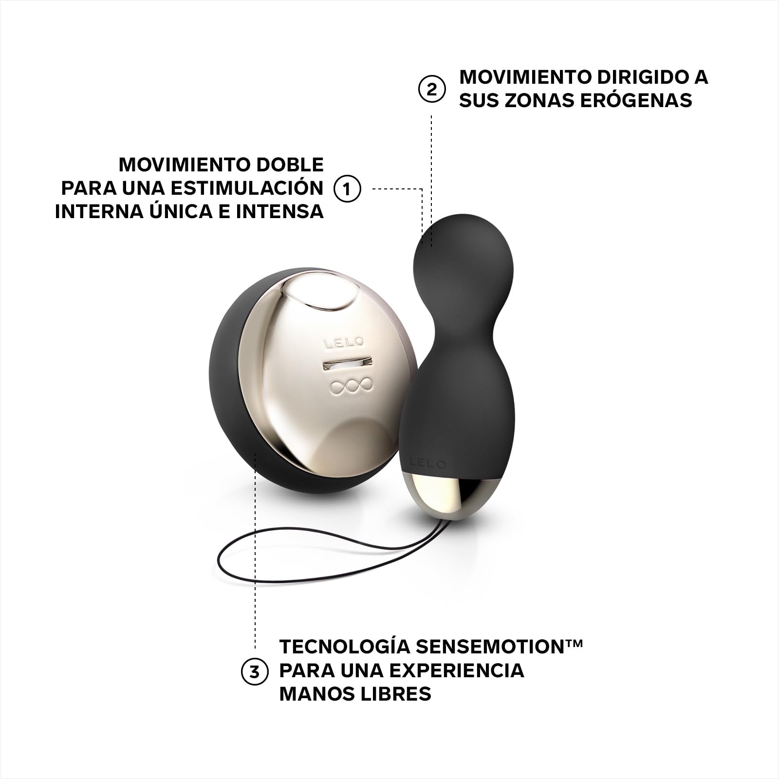 LELO HULA Beads, Bolas Chinas Vibradoras con Control Remoto, Uno de los Juguetes Sexuales más originales, estas Bolas Vaginales giran, rotan y vibran (Black)