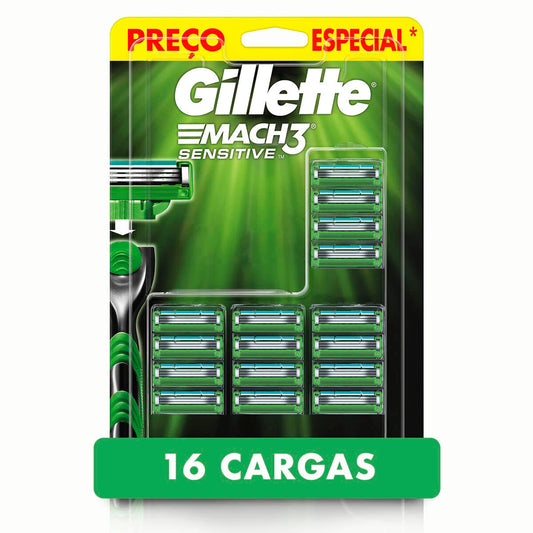 Cartuchos de Afeitar Gillette Mach3 Sensitive Paquete 16 Unidades