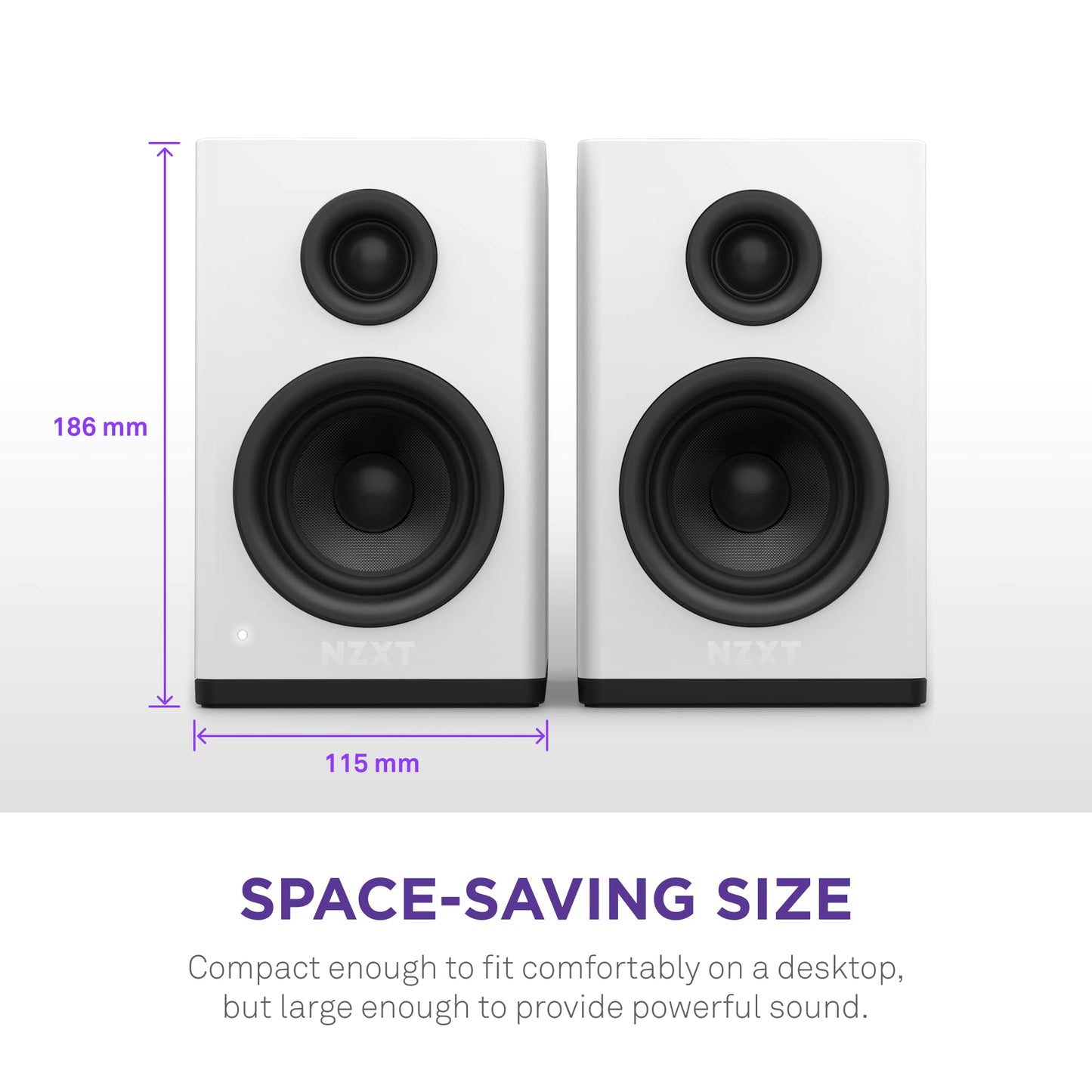 Parlantes de Escritorio Gaming NZXT Blanco con Diseño tipo Estantería y Tweeters de Domo de Seda