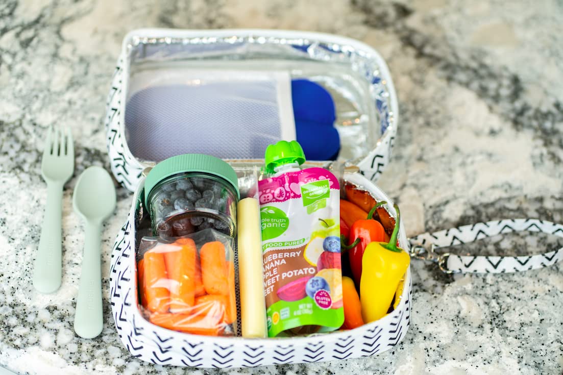 Bolsa enfriadora de leche materna con bolsa de hielo, bolsa de viaje aislada para enfriar leche materna, pequeña bolsa de almacenamiento de leche materna con correa de muñeca desmontable