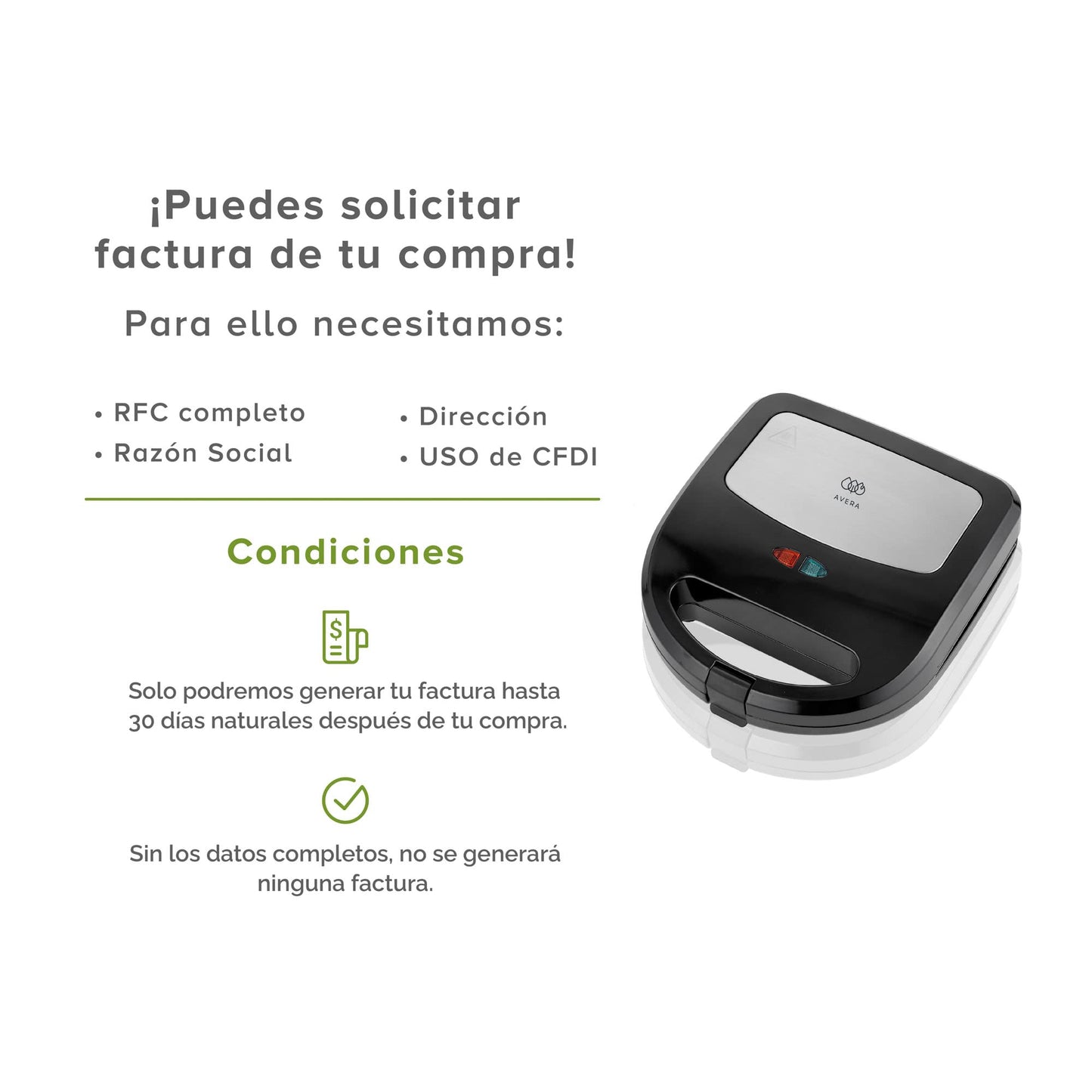 AVERA Sandwichera 5 en 1 (Incluye Placas para Waffles, Hot Cakes, Parrilla Panini Sandwich y Donitas), Sandwichera Electrica, Sanwichera | Color Negro | SW01