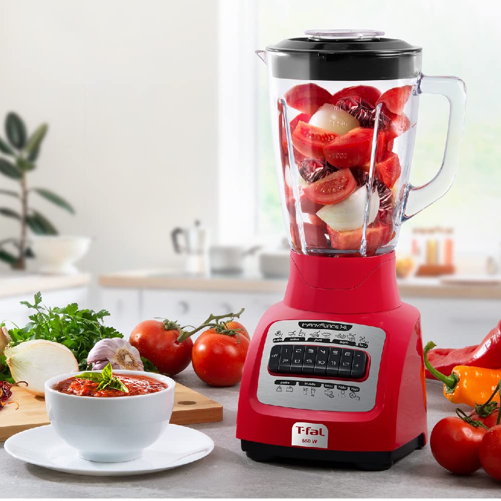 Licuadora T-fal Roja Infinyforce XL con Powelix y Carbon Drive 12 Velocidades 2.2 Litros 550 W