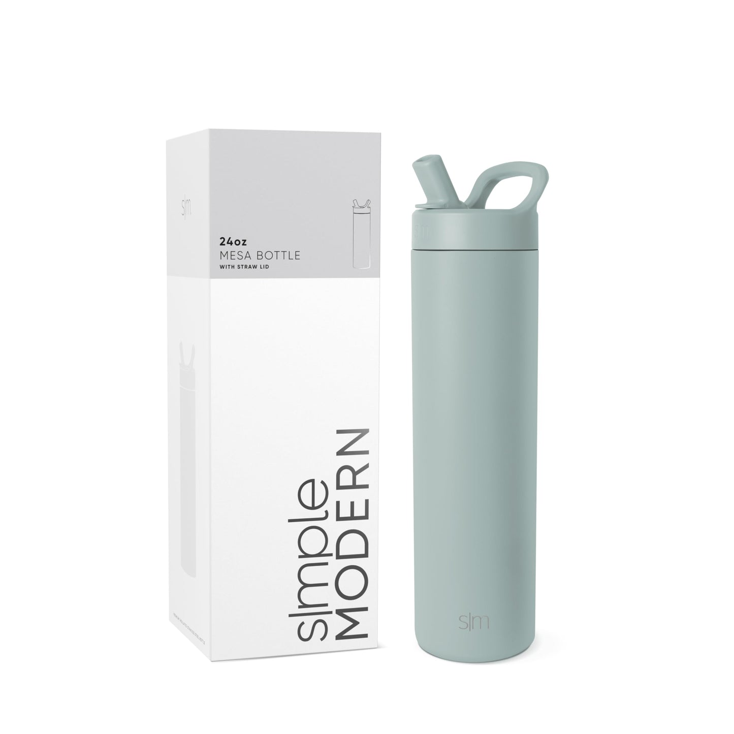 Botella de Agua Simple Modern Sea Glass Sage Aislada de Acero Inoxidable para Viaje y Deportes 710ml