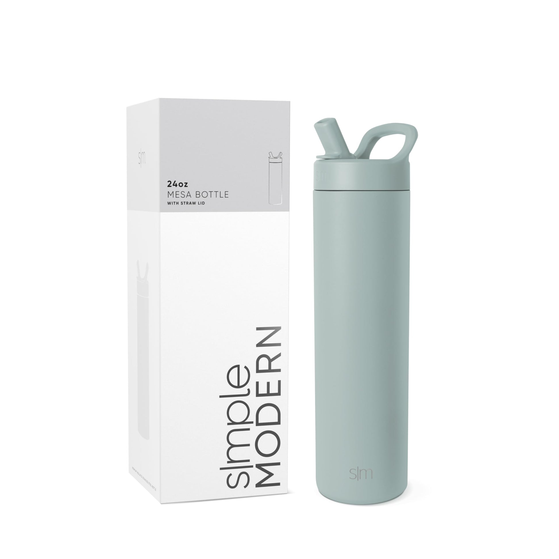 Botella de Agua Simple Modern Sea Glass Sage Aislada de Acero Inoxidable para Viaje y Deportes 710ml