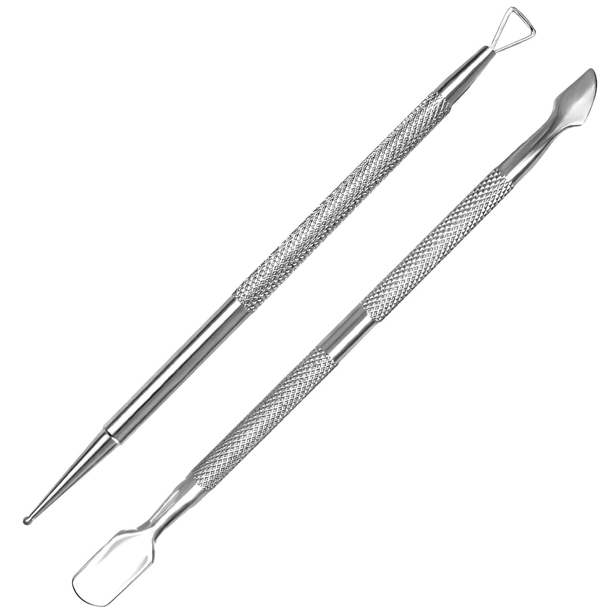 HIFAU 2 Herramientas de Diseño de Uñas Premium, Empujador Profesional de Cutículas de Acero Inoxidable, Raspador de Uñas, Bolígrafo para Puntear Uñas(Diámetro 0.07 Pulgadas) y Herramienta de Extracció