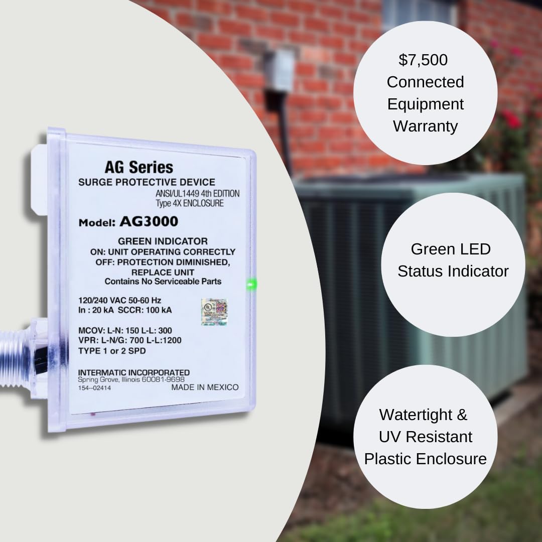 Intermatic AG3000 120/240 VAC Universal HVAC Dispositivo de protección contra sobretensión, color