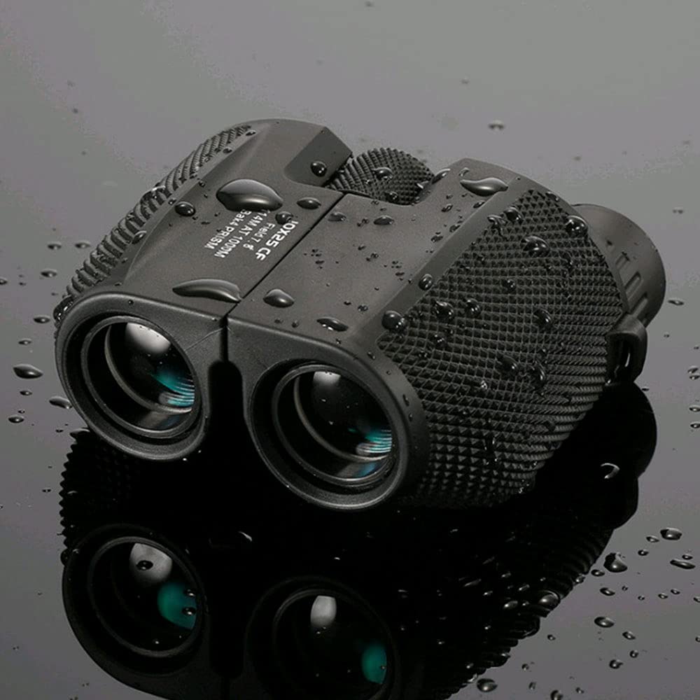 FUFENG Binoculares Plegables, Binoculares Prismáticos 10X25 con Alcance de Visión de hasta 1,000 Metros, Enfoque Manual para Senderismo, Campamento, Viajes, Caza, Conciertos (Negro)