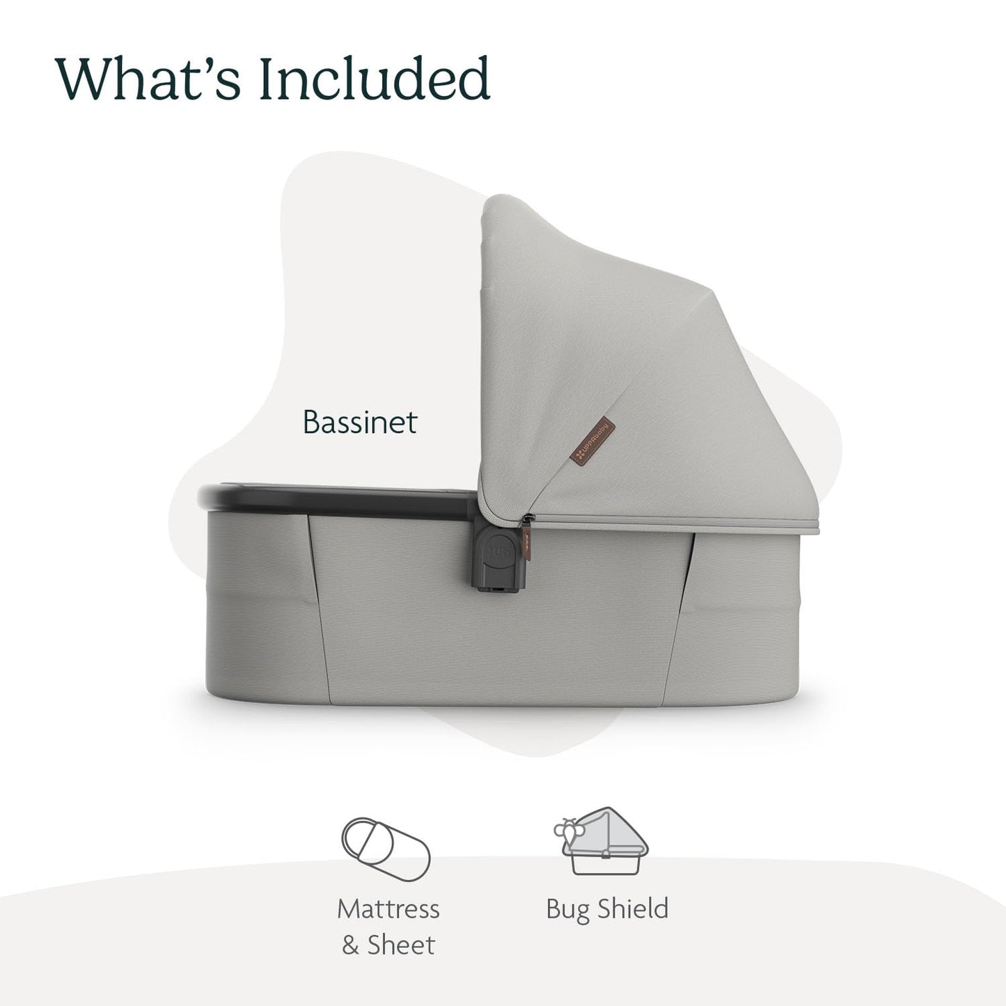 UPPAbaby Moisés V3 - Compatible con cochecitos Vista, Cruz, Ridge, Minu - Solución para Dormir Durante la Noche - Colchón, sábana y Escudo contra Insectos incluidos - Savannah (Gris Claro)