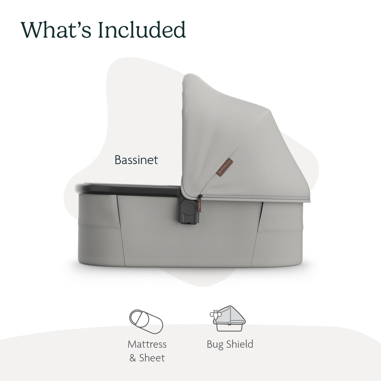 UPPAbaby Moisés V3 - Compatible con cochecitos Vista, Cruz, Ridge, Minu - Solución para Dormir Durante la Noche - Colchón, sábana y Escudo contra Insectos incluidos - Savannah (Gris Claro)