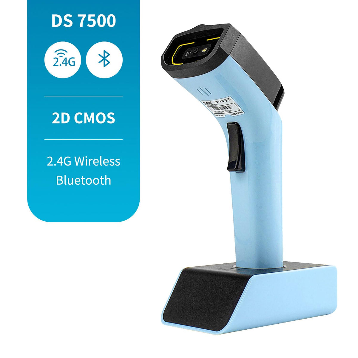 Escáner de Código de Barras Inalámbrico NETUM DS7500 Bluetooth 2D Automático con Base de Carga y Memoria Integrada