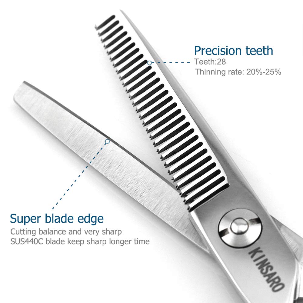 Tijeras para el cabello de mano izquierda Tijeras de adelgazamiento 5.5 Pulgadas Tijeras de barbero de mano izquierda Tijeras de adelgazamiento para el cabello Tijeras de barbero Kinsaro