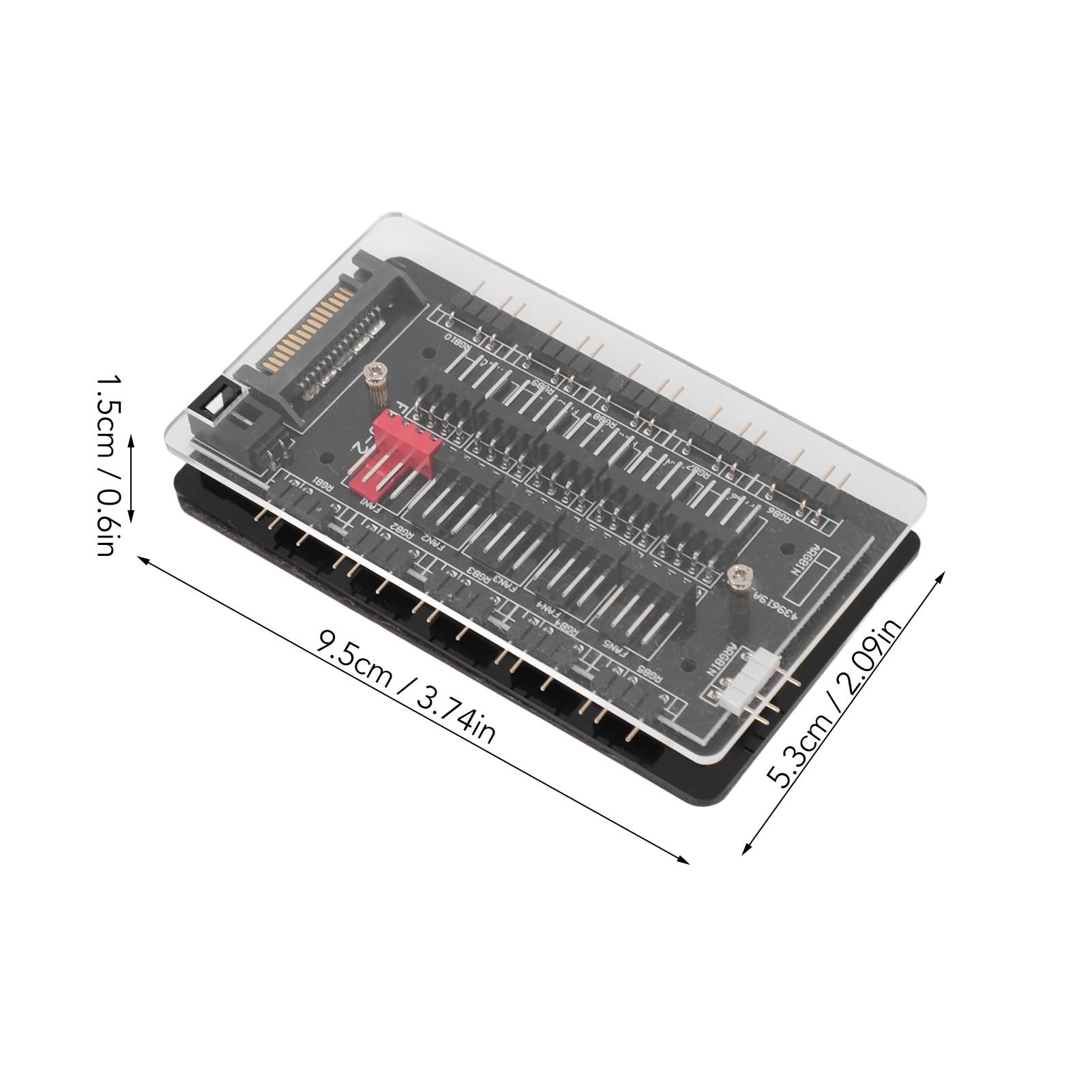 Hub de Ventilador ARGB PWM de 10 Vías, Hub de Ventilador con Caja 2 en 1 PWM ARGB con Fuente de Alimentación, Diseño Magnético, para Ventiladores RGB de 4 Pines