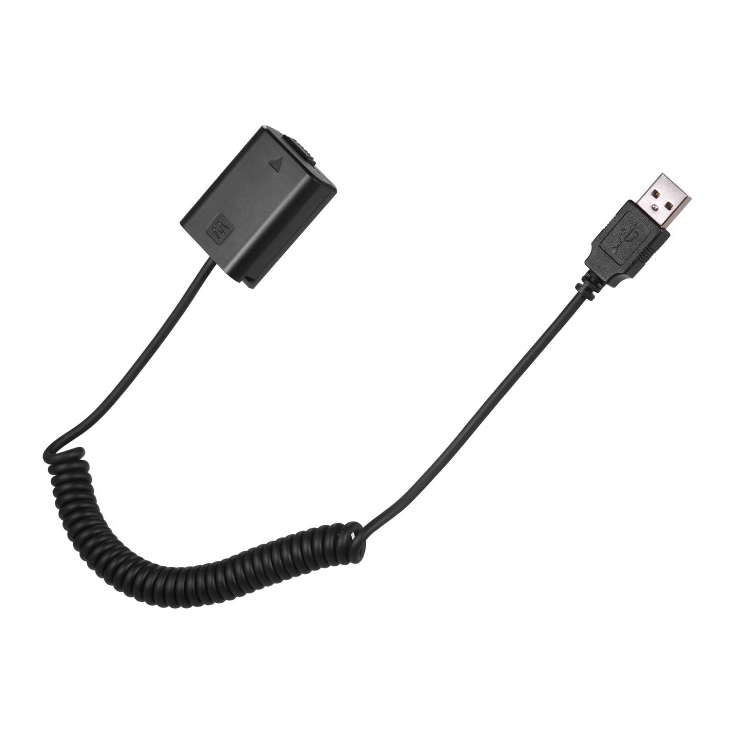 Andoer NP-FW50 - Adaptador acoplador de batería para chupete 5 V USB con cable de resorte flexible compatible con Sony A7 A7II A7R A7S A7RII A7SII A6000 A5000 A3000 NEX 5 NEX (sin enchufe)