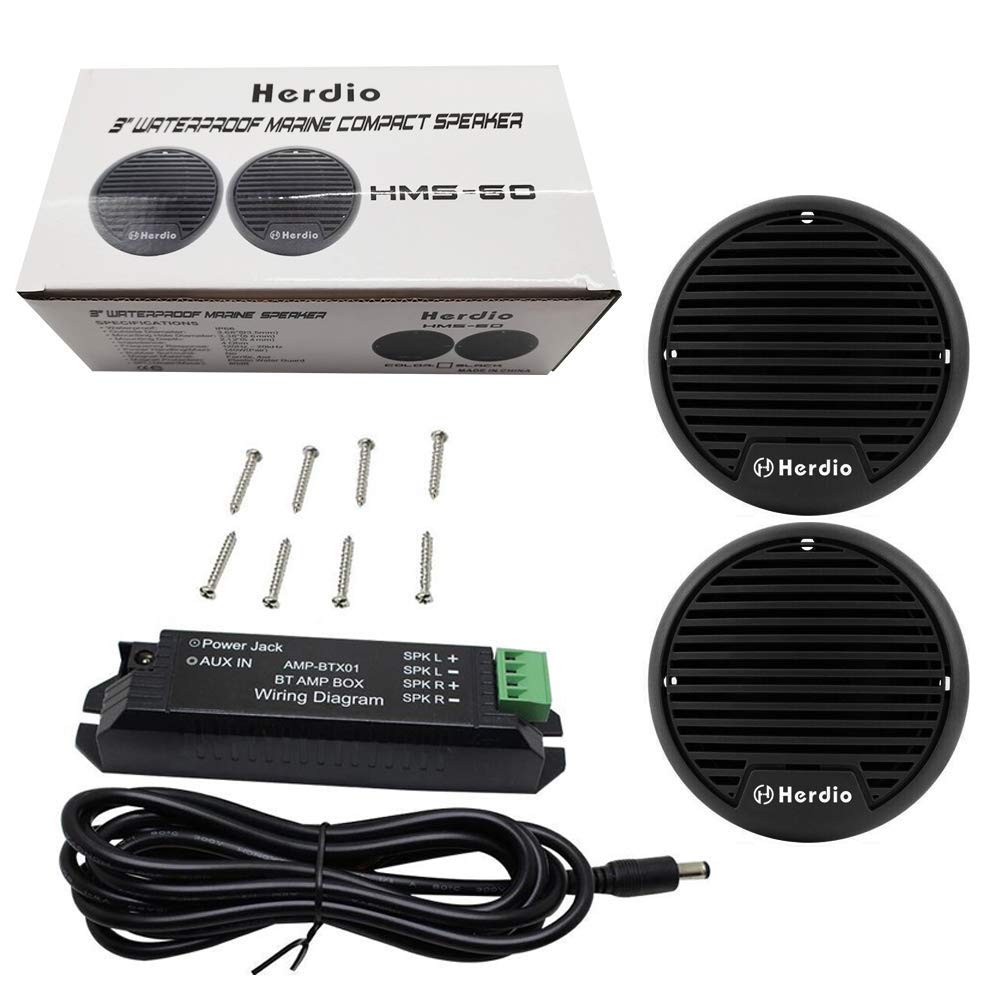 Herdio - Altavoces Bluetooth para Motocicleta con bañera de hidromasaje estéreo con Potencia máxima de 140 W (Negro)