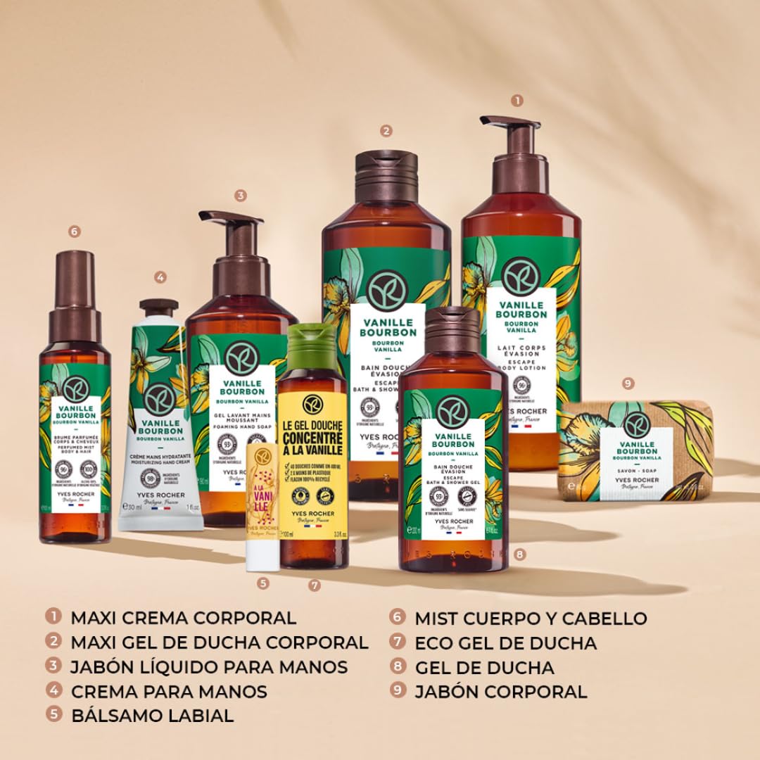 Yves Rocher 4 PACK jabón líquido para manos aromas RELAJANTES - RECONFORTANTES: Vainilla Francesa + Avena y Trigo Sarraceno + Coco + Oliva y Naranjo Amargo (190 ml C/U)