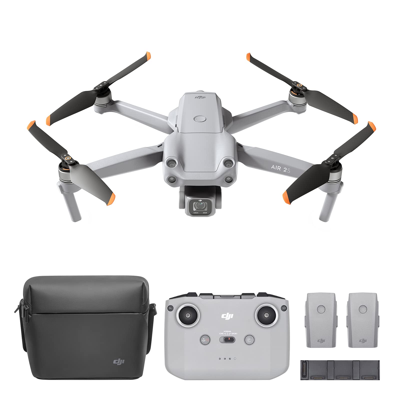 DJI Air 2S Fly More Combo- Drone, Quadcopter, 3 Ejes Gimbal con Cámara, Vídeo en 5.4K, Sensor CMOS de 1 Pulgada, Detección de obstáculos en 4 direcciones, MasterShots, Gris