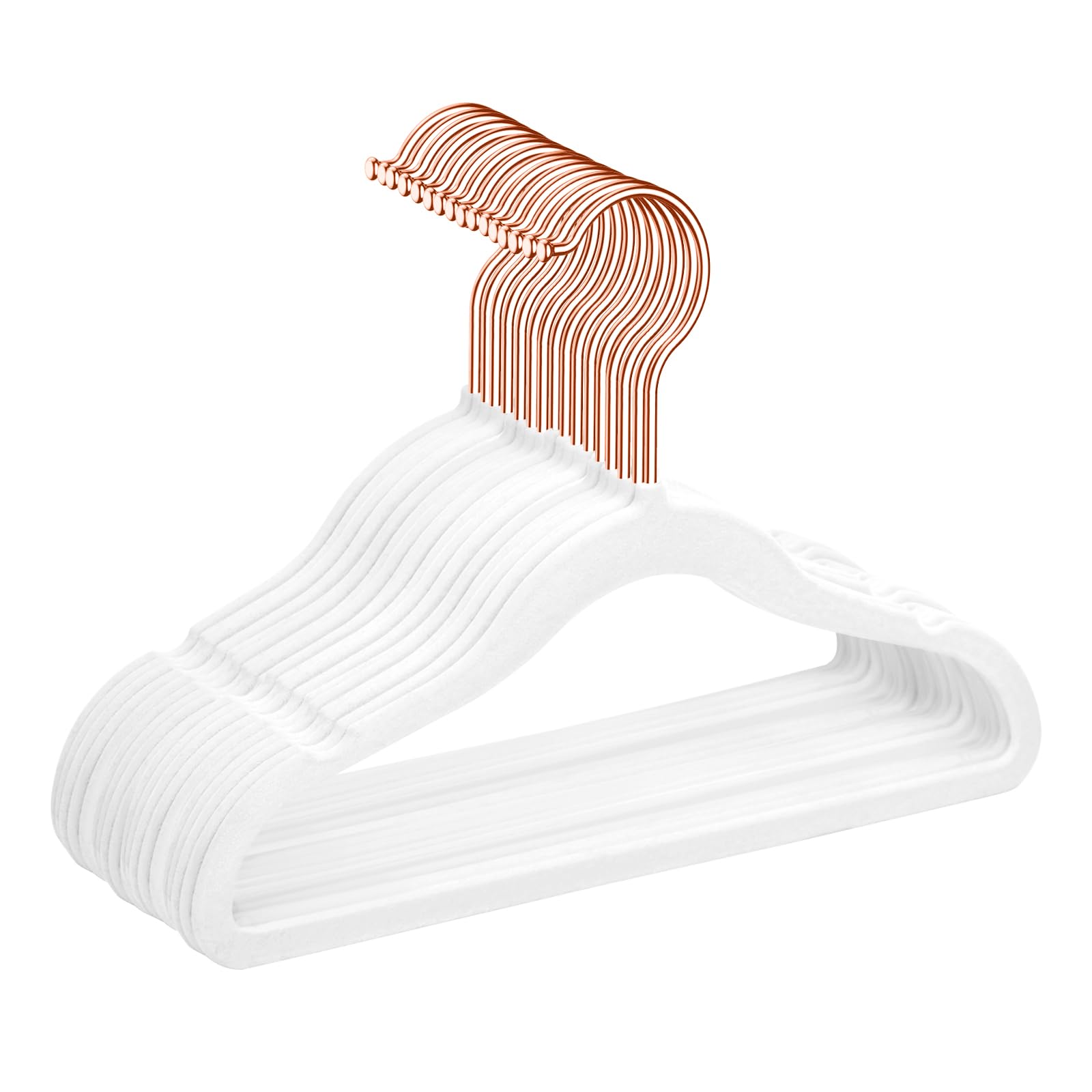 MIZGI - Perchas de terciopelo para bebé, antideslizantes, para niños y niños, perchas de 11.8 pulgadas para ropa de bebé, paquete de 50 (blanco)