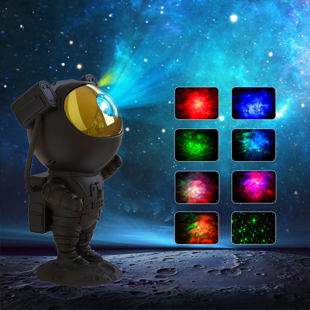 Proyector de Luz Nocturna SFOUR Astronauta Galaxy Blanco con Cabeza Ajustable para Niños y Adultos