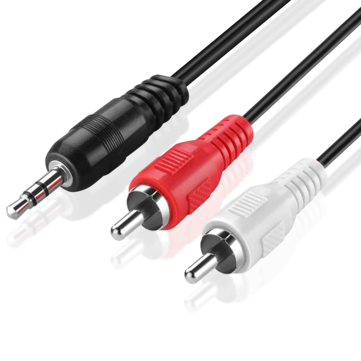 Cable de Audio 3.5mm a RCA TNP Dorado Bi-Direccional Conector Macho a Macho 30 Pies Estéreo 2RCA