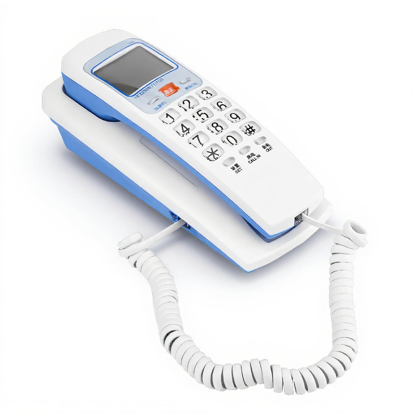 Oumij Número de Almacenamiento de teléfono Fijo Pared Número identificación de Llamada estándar FSK/DTMF Eficiencia y Seguro Portátil y Conveniente Teléfono alámbrico Verifique rápidamente (Blanco)