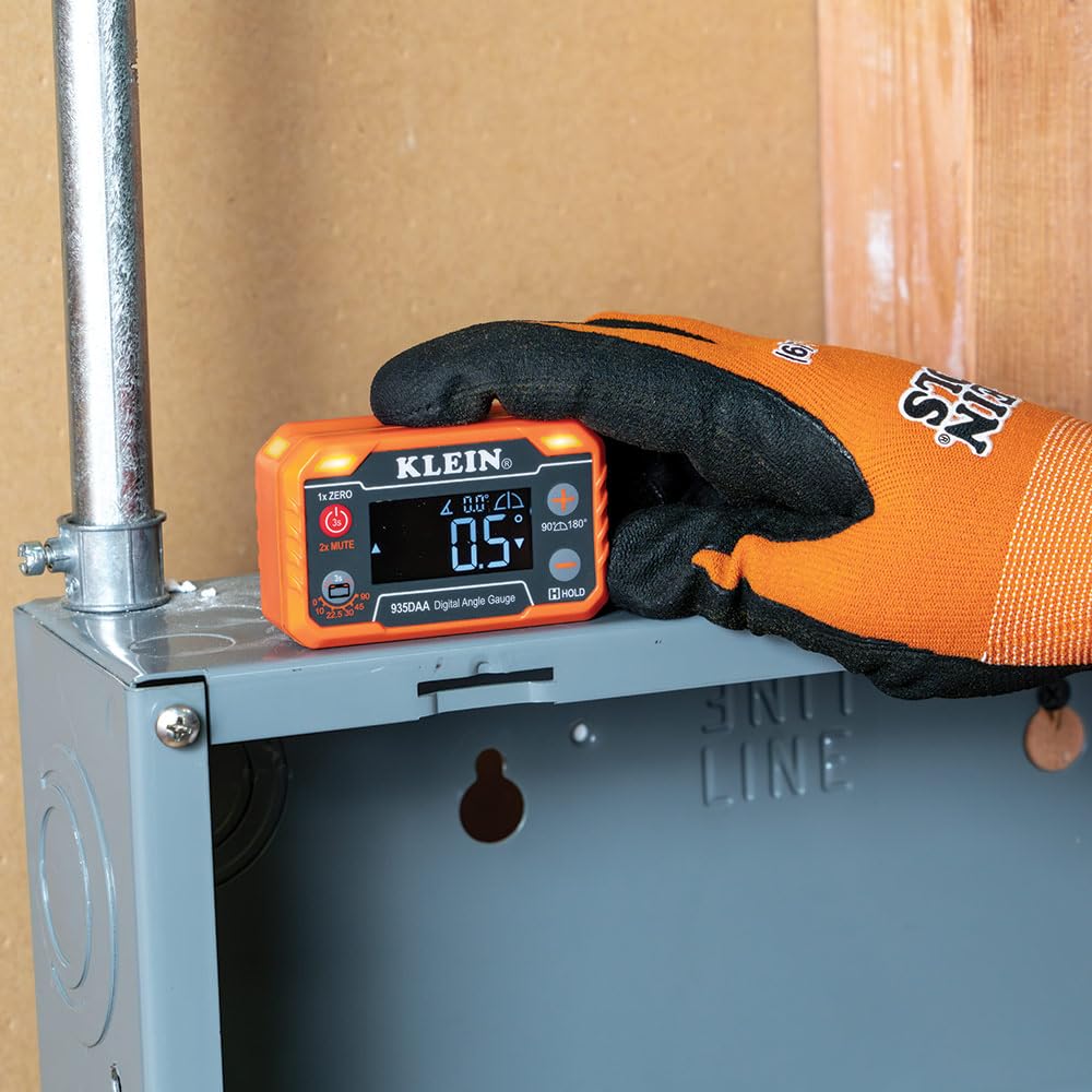 Klein Tools 935DAA Medidor electrónico digital de nivel y ángulo, alerta de ángulo LED, medición y ajuste de ángulos, rangos de 0-90 y 0-180 grados