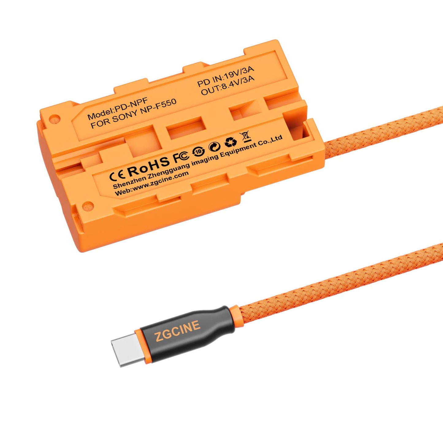 ZGCINE - Cable USB-C PD a batería falsa NPF (Cable trenzado)