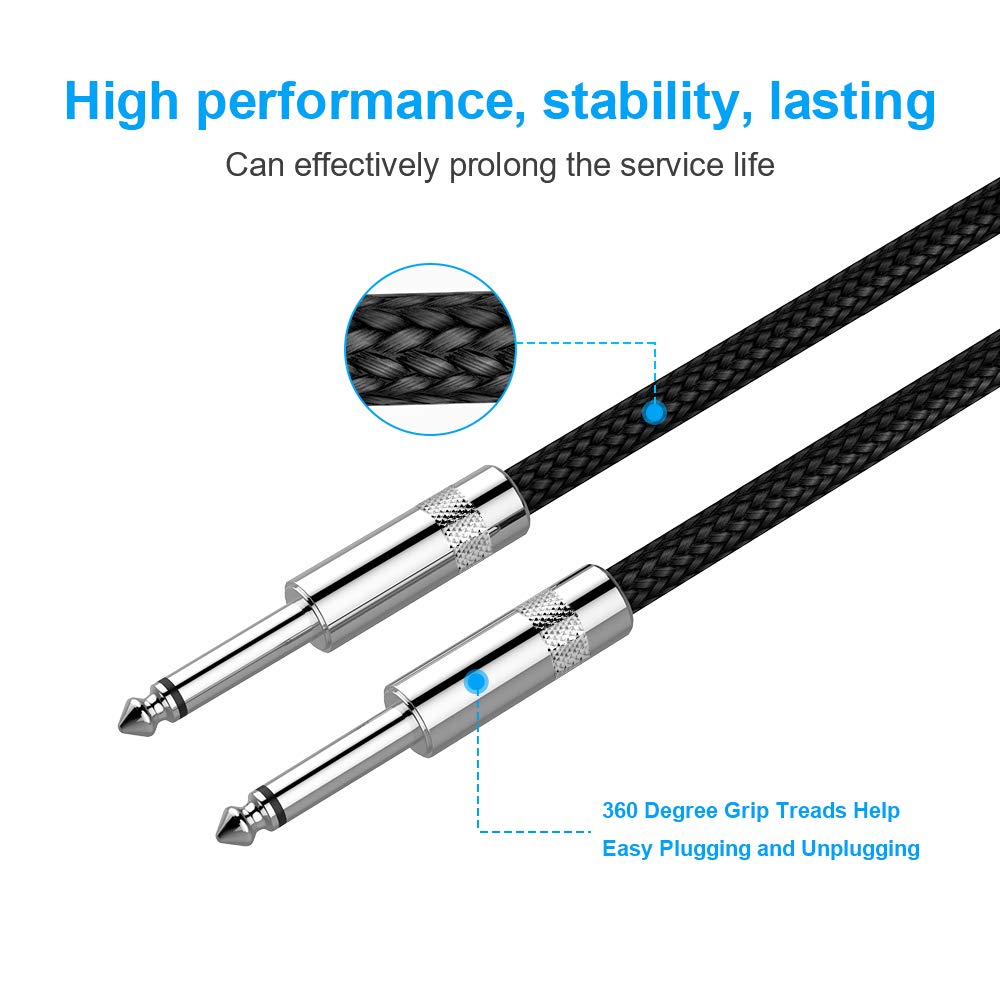 Cable de Guitarra, Cavo Audio Professionale, Adaptador de Audio Estéreo Balanceado Cable Trenzado de Nailon,Cable Amplificador de Bajo para Guitarra Eléctrica, Bajo, Mandolina Eléctrica (Recto, 3M)