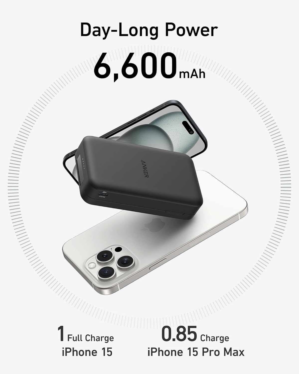 Batería Externa Anker MagGo Azul con Base Ajustable y Carga Inalámbrica para iPhone 15