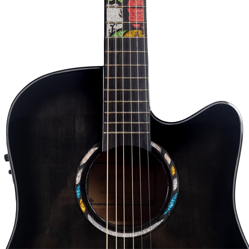 Guitarra Electroacústica Aureal Dreadnought Calidad As5dc Bk