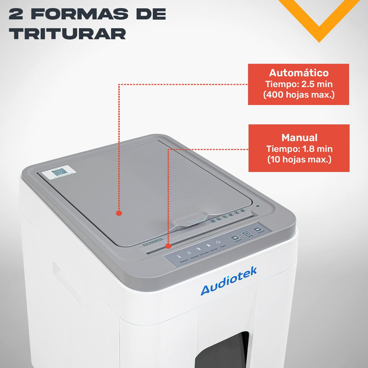 Trituradora de Papel AUDIOTEK Alta Seguridad Profesional Negra para Oficina y Negocio