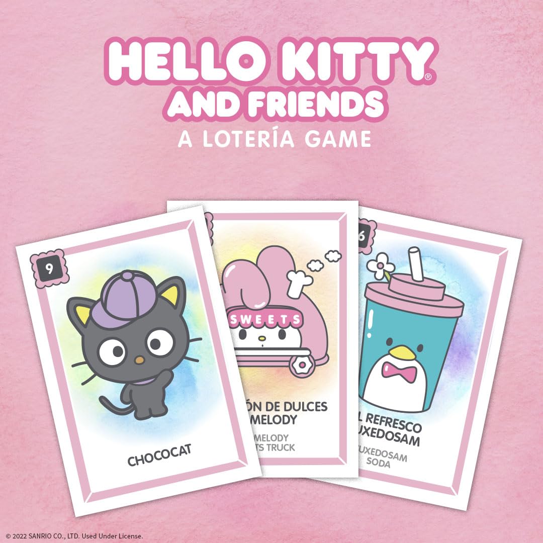 Juego de Lotería Tradicional USAopoly Hello Kitty y Amigos con Ilustraciones Personalizadas e Inspiración en la Cultura Mexicana