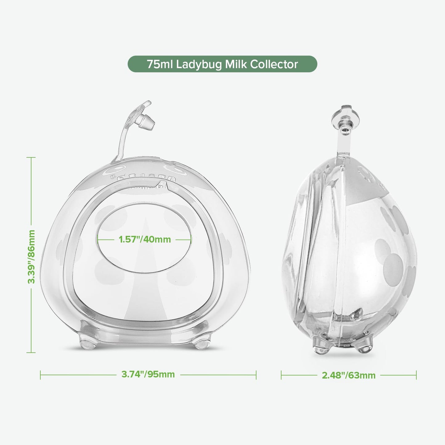 Haakaa Ladybug recolector de leche materna de silicona extra flexible y reutilizable sin BPA 2 piezas 75 ml